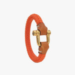 Pulsera Grillete Cordón Trenzado Naranja Oro
