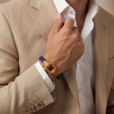 Pulsera Grillete Cordón Trenzado Azul Oro