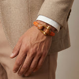 Pulsera Grillete Cordón Trenzado Naranja Oro