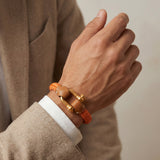 Pulsera Grillete Cordón Trenzado Naranja Oro